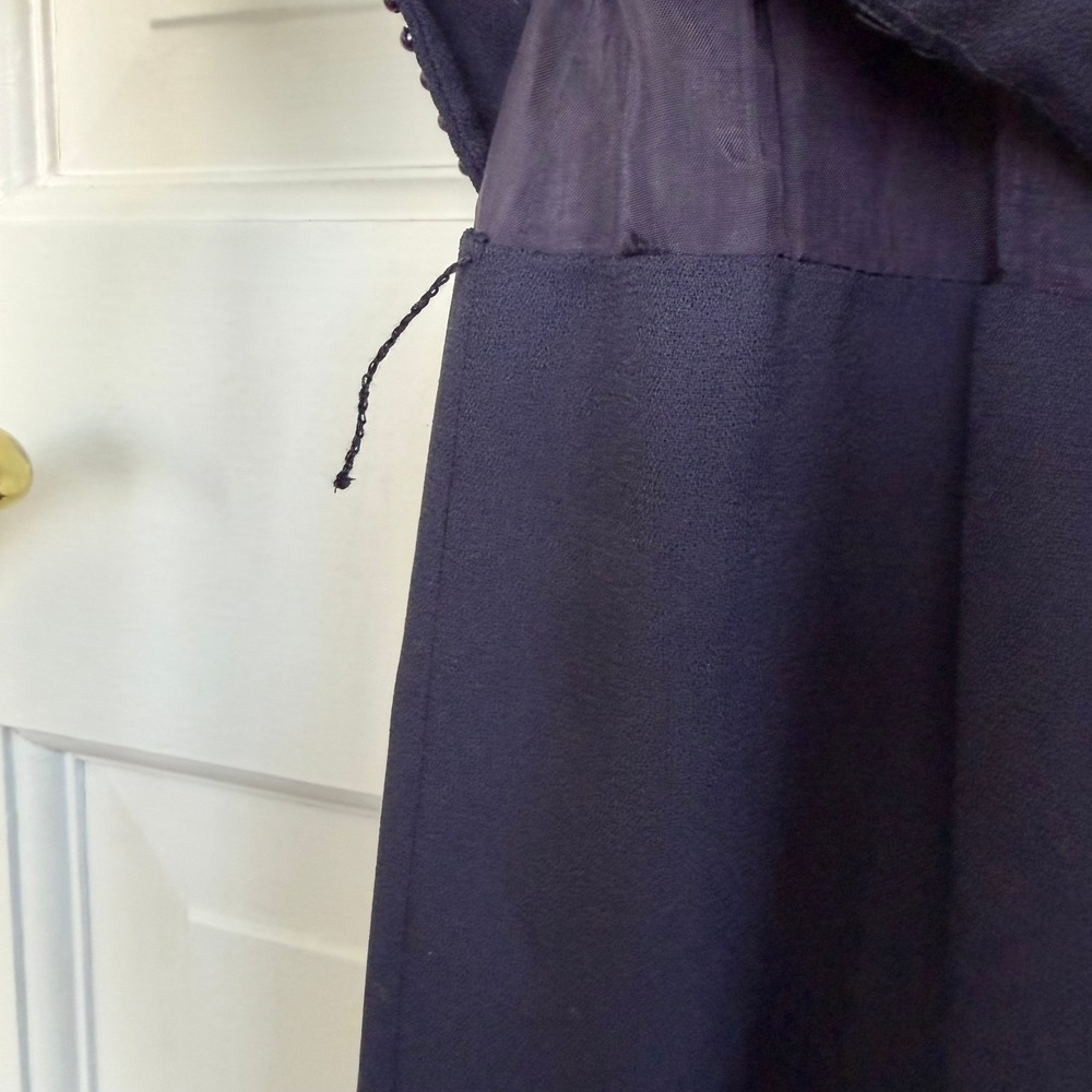 Donna Morgan Navy Blue Short Sleeve Beaded Dress SZ 12 - Picture 15 of 16